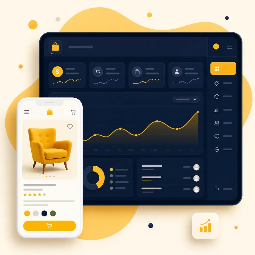 داشبورد فروش و اپلیکیشن محصول وب‌ریزان شاپ